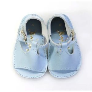 Rachel Riley blue leather handmade in France baby shoes